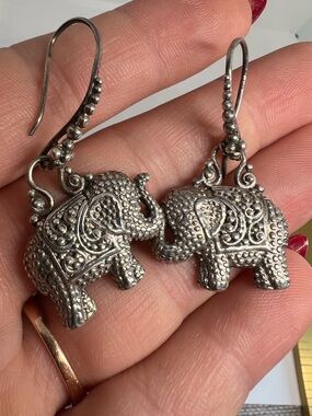 SARDA Sterling Silver Elephant Drop Earrings